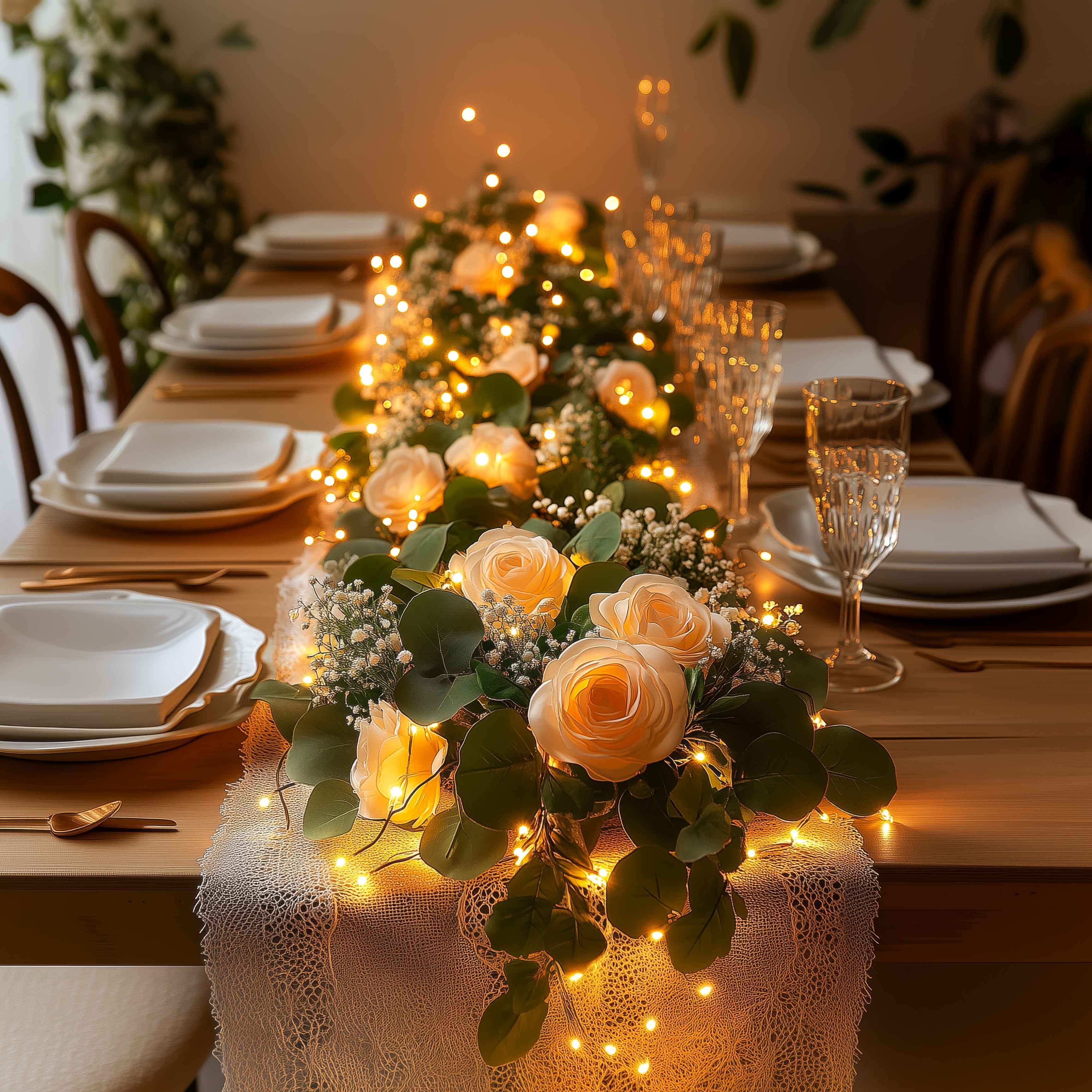 4 manieren om je tafel te stylen met verlichte bloemen en planten